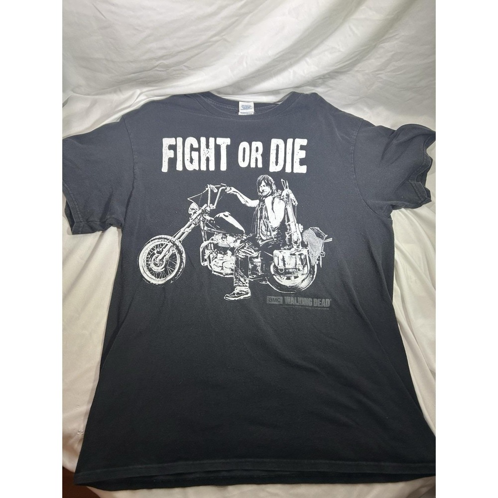 Vintage The Walking Dead 2015 Daryl Dixon Motorcycle Graphic T Shirt Men Large
